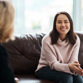 Two people talking